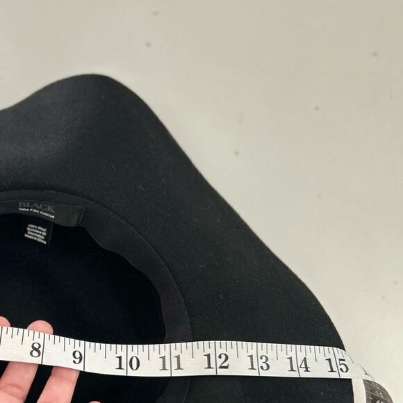 Saks Fifth Avenue Black Label 100% Wool Black Wide Brim Hat - Picture 7 of 7